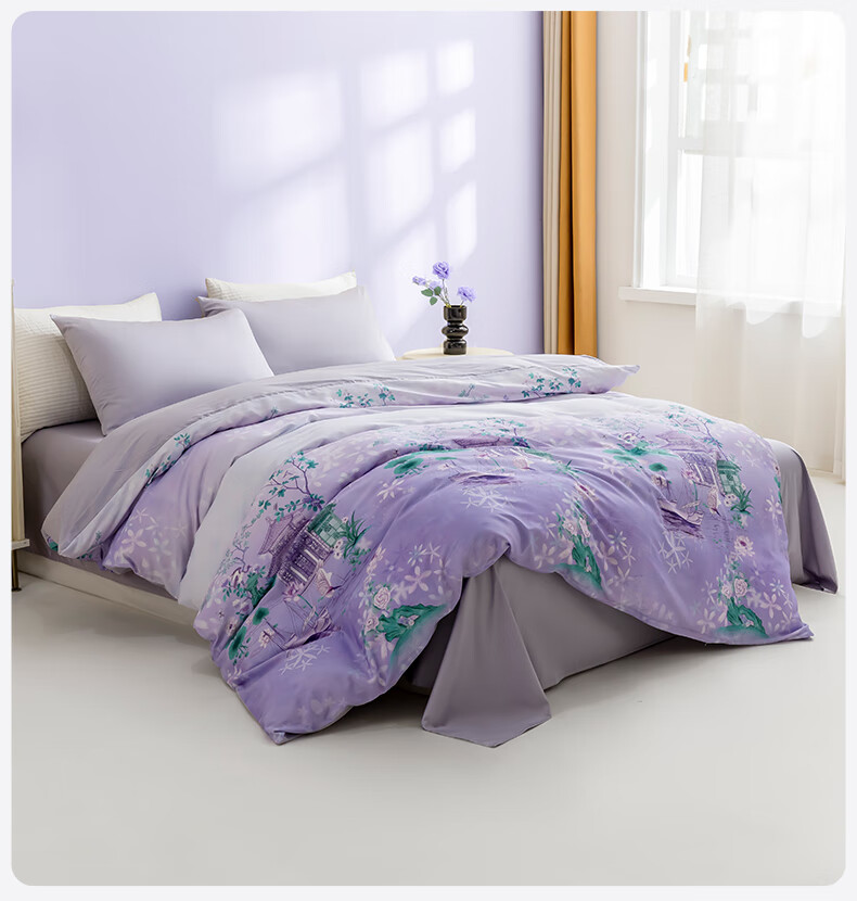 CROWN Four-Piece Set, 100% Pure Cotton High-End Luxury Bedding, 60-Count All-Cotton Duvet with Pillowcases, Summer Quilt Cover, 200*230cm 13