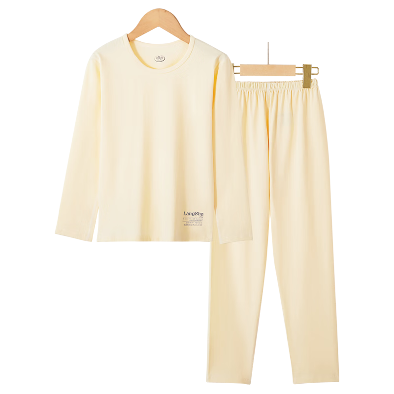 Langsha Children's Pajamas for Boys And Girls, All-Season Lycra Elastic Sleepwear for Older Kids, Baby Solid Color Youth Home Wear Underwear Set