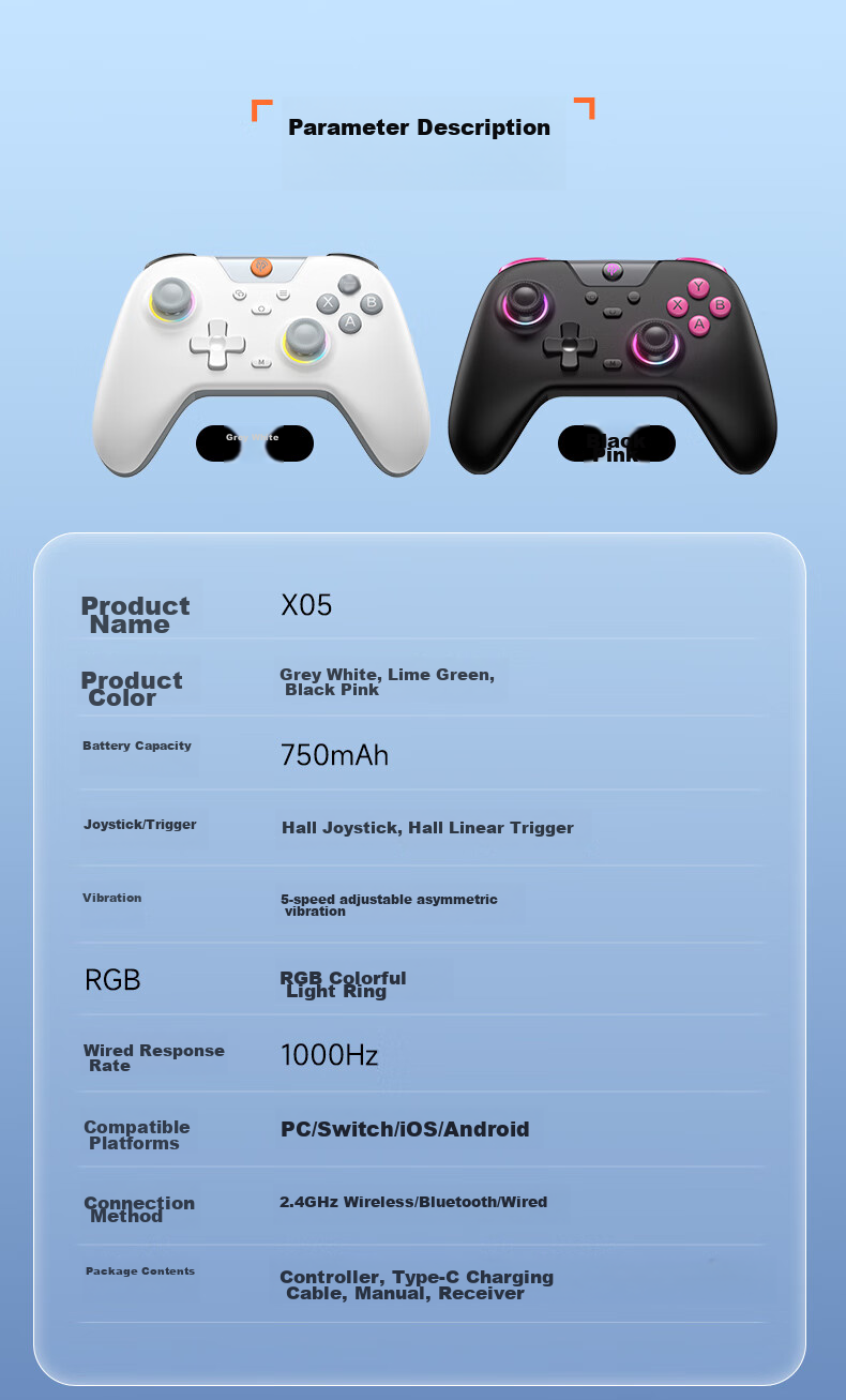 Easy SMX Wireless Game Controller X05 for Switch, Bluetooth Compatible with PC, Steam, Android, iOS, Apple, PC Gaming Peripherals, Rose Black 12