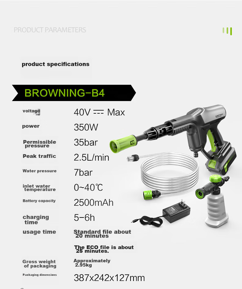 LUTIAN Wireless Portable Car Washer, Outdoor And Home Use Lithium Battery Cleaning Water Gun, High-Pressure Spray Handheld E2PRO 10