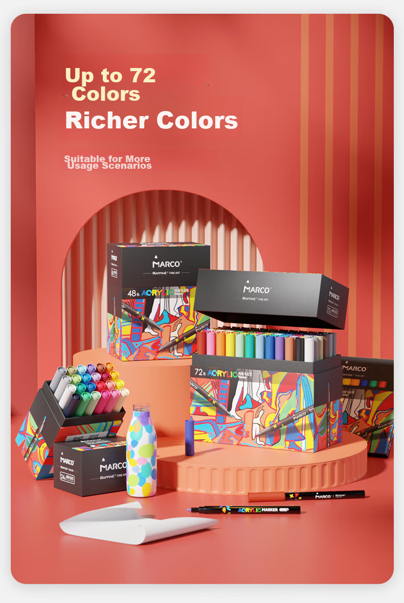 MARCO 36-Color Acrylic Markers, Waterproof Paint, Watercolor, Fluorescent Markers, Children's Student Art Supplies, Parent-Child Drawing Gift Box, Back-To Gift, Art Supplies for Sketching, Watercolor Pens, Art Educatio 16
