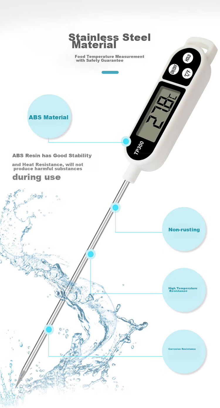 Baoshi Thermometer Probe Kitchen Baking Baby Milk Water Temperature Gauge Stainless Steel Automatic Power-Off Food Oil Thermometer 6