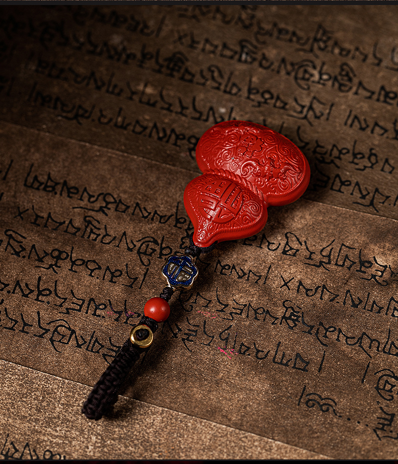 Molong Cinnabar Gourd Car Keychain Pendant for Men And Women, Wealth And Safety High-End Ornament Gift, Cinnabar Gourd 9