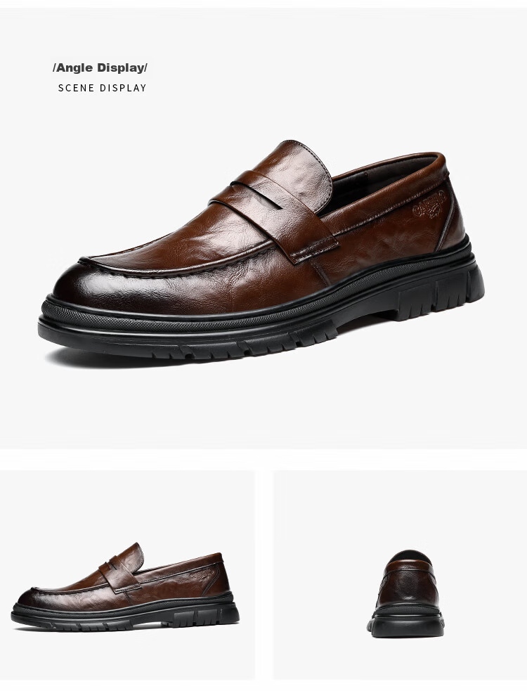 CARTELO Men's Loafers, Leather Shoes, Business Casual Shoes, Breathable Soft Leather Slip-On Shoes, Model 9925, Black, Size 39 20