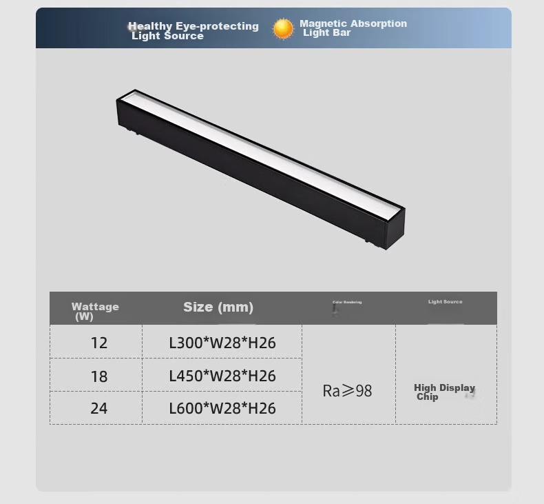 JIAOJIAOZHE Ultra-Thin Surface-Mounted Magnetic Track Light, Linear Light for Living Room Home Use, No Ceiling Mounting Required, Main Light Not Needed, 1 Meter Track 20