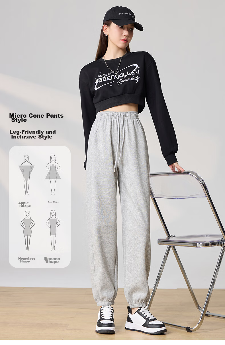 LangSha High-Waisted Cotton Sweatpants for Women, Spring And Autumn Slim-Fit Joggers with Elastic Cuffs, Comfortable Breathable Straight-Leg Running Pants 5