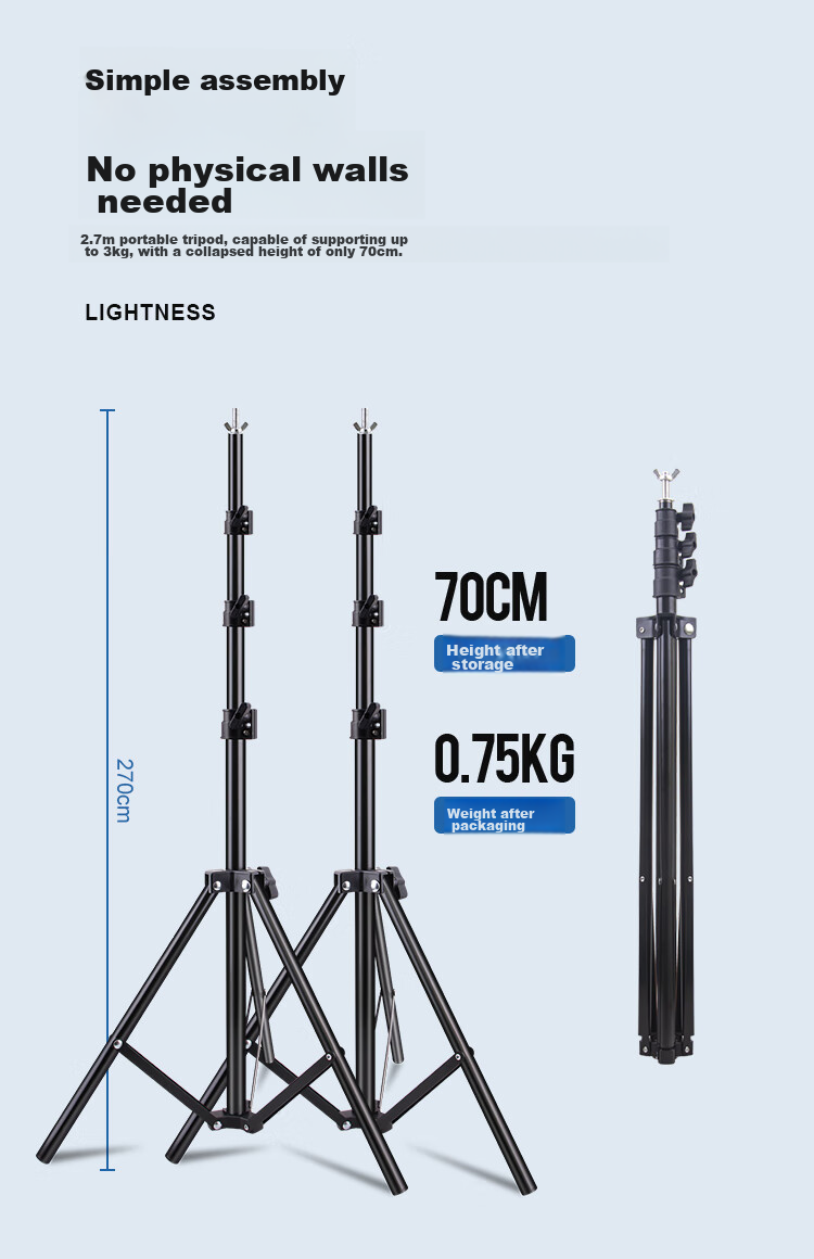 LATZZ 2.7*3 Meter Live Streaming Photography Backdrop Stand, Green Screen Stand, Green Screen Cloth, Chroma Key Photo Background Cloth Stand, Portrait ID Photo Shooting, Thickened Portable Telescopic Gantry Background Stand 4