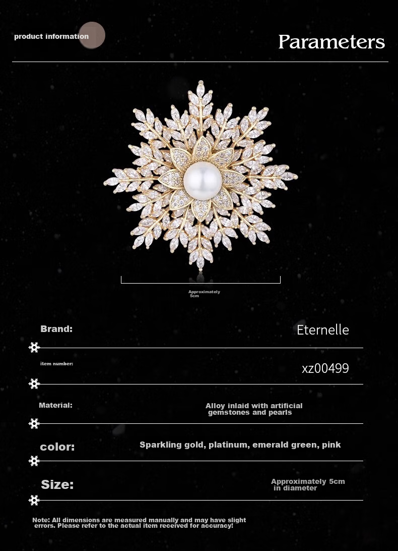 Eternelle French Eternal Design-Inspired Brooch for Women, Elegant Snowflake Pin, High-End Exquisite Silk Scarf Clasp, Birthday Gift 3
