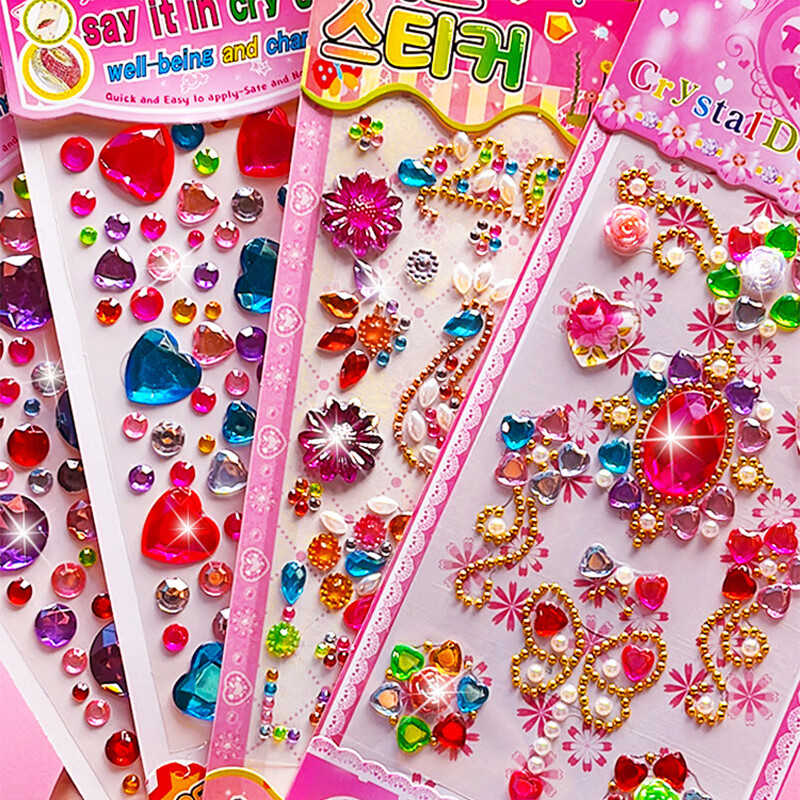 Danmiqi Children's Sticker Toys, Girls' DIY Diamond Large Gemstone Stickers, Crystal Princess Reward Stickers Gift