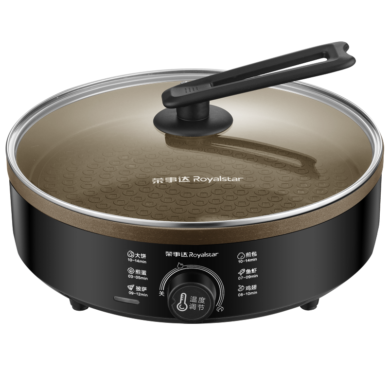 Royalstar Electric Griddle, Household Single-Sided Breakfast Maker, Electric Frying Pan, Pancake Griddle, Multifunctional Pot, Electric Griddle with Increased Depth of 40MM, Upgraded Titanium Coating, RSD-BF628 (T)