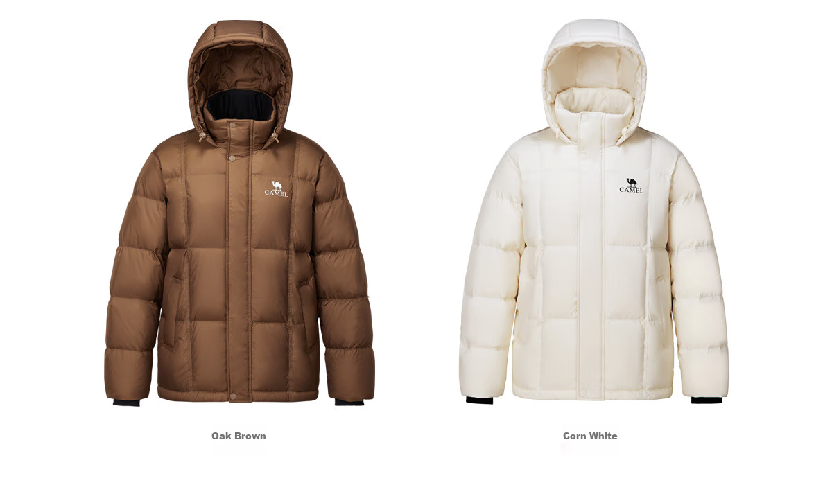 CAMEL Huoyanshan 656 down Jacket for Men, Winter Hooded Thick Warm Couple's Puffer Windproof Coat M34CA6B656 44