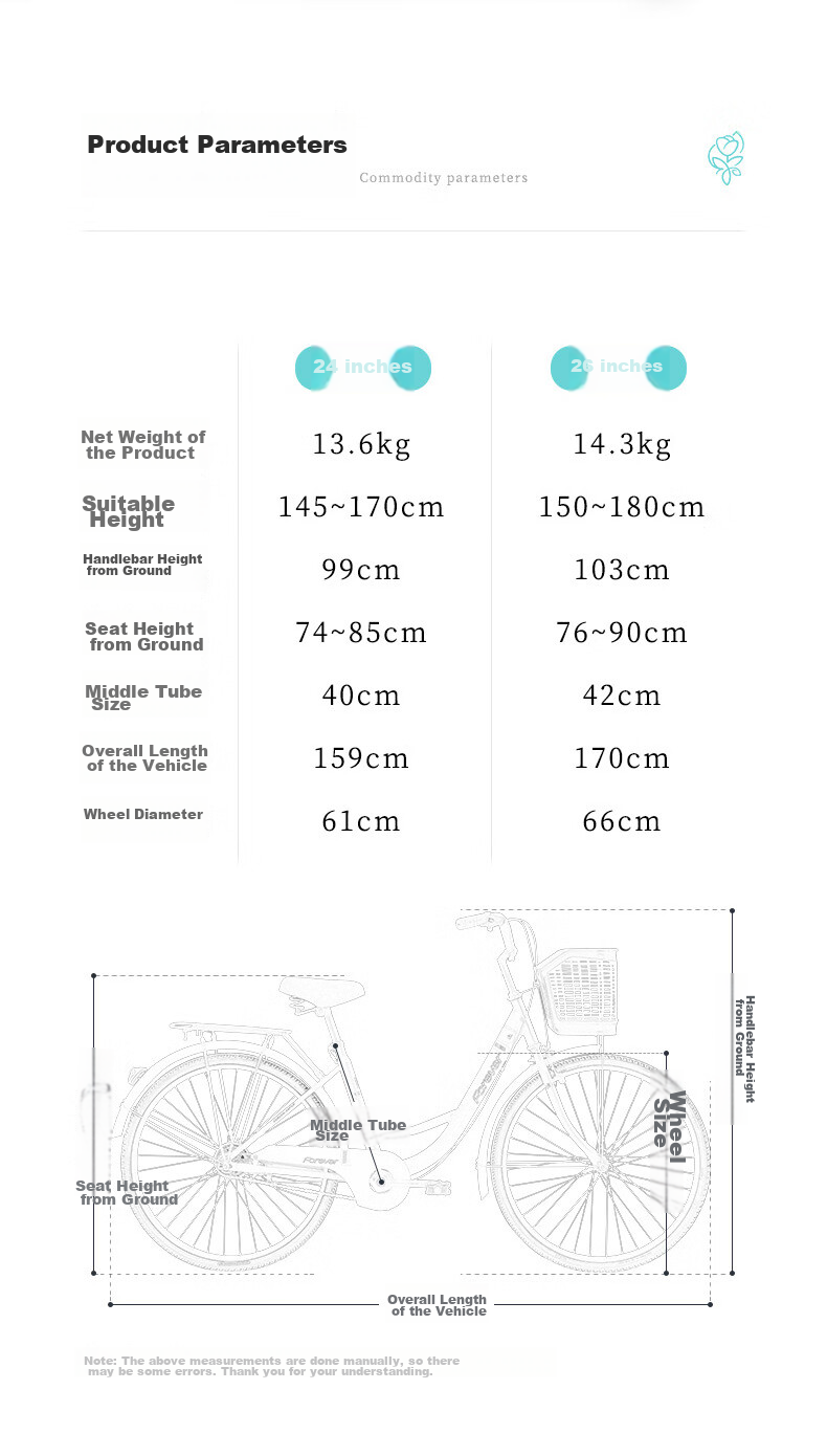 FOREVER City Commuter Bicycle, 26-Inch Solid Tire, for Adults, Men And Women, Children, Grocery Shopping, Commuting, Leisure City Bike, Black 5