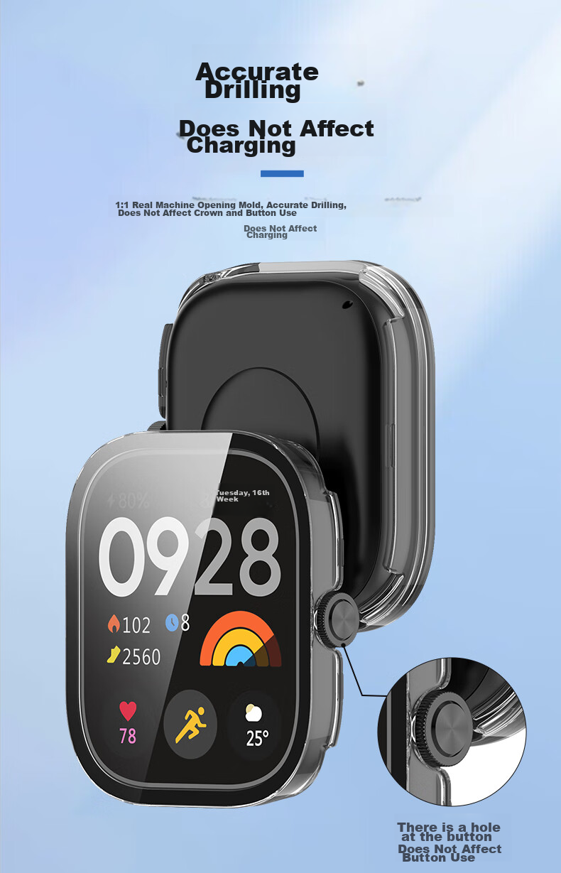KMaxAI Compatible with Redmi Watch 5/4 Protective Film + Case, All-In Full Coverage, Xiaomi Redmi Watch Dial Protector & Screen Film, Hard Shell Anti-Fingerprint Tempered Glass Film, Transparent 9