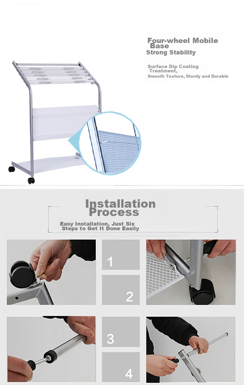 Deli Five-Tier Aluminum Alloy Clip Newspaper Rack Magazine Stand Bookshelf, Promotional Periodical Display Shelf, Floor-Standing Rack Office Storage Shelf, Height 0.87 Meters 5