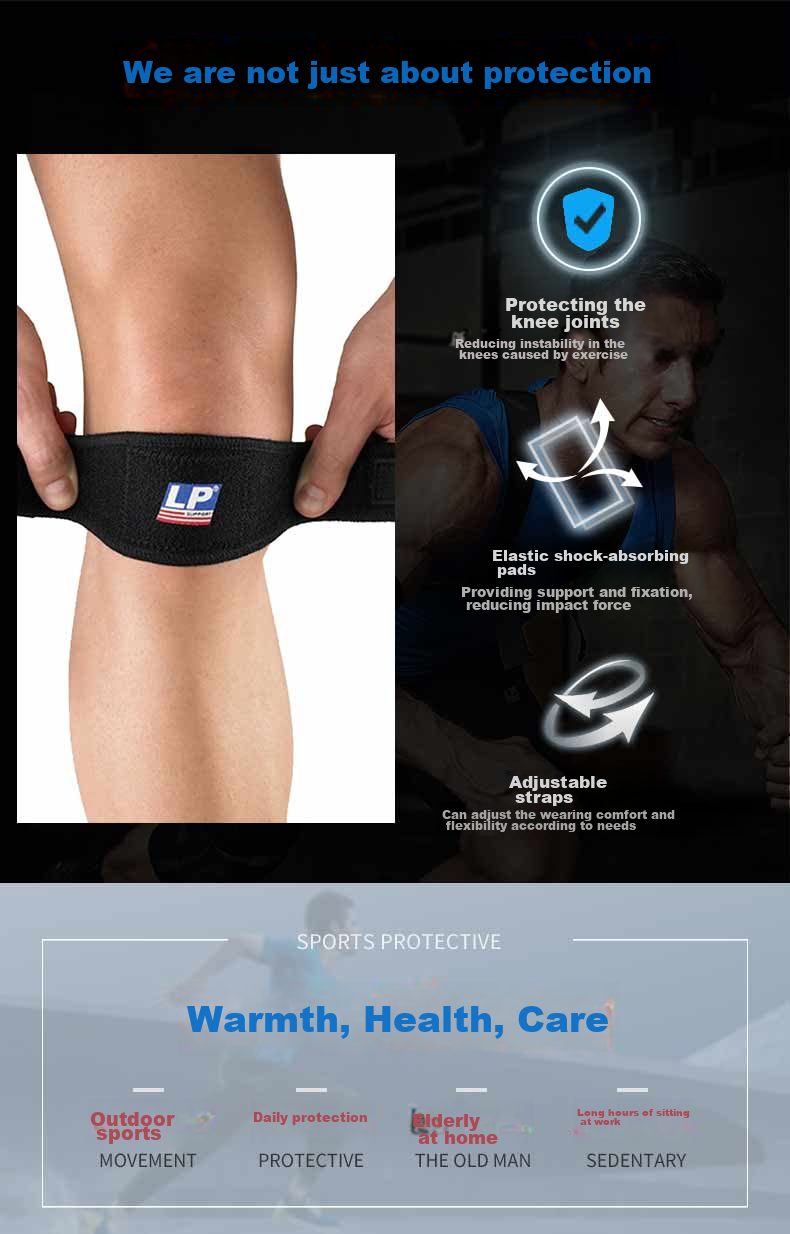 LP 769 Wide Pad Professional Sports Patellar Strap Knee Brace, Patella Stabilizer Compression Bandage, Comprehensive Protection, One Size Fits All 2