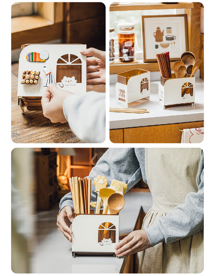 Shuke, Chubby Orange Chopstick Holder Storage Box, High-End New Design for Home Use, Wall-Mounted Kitchen Utensil Organizer with Draining Functio 17