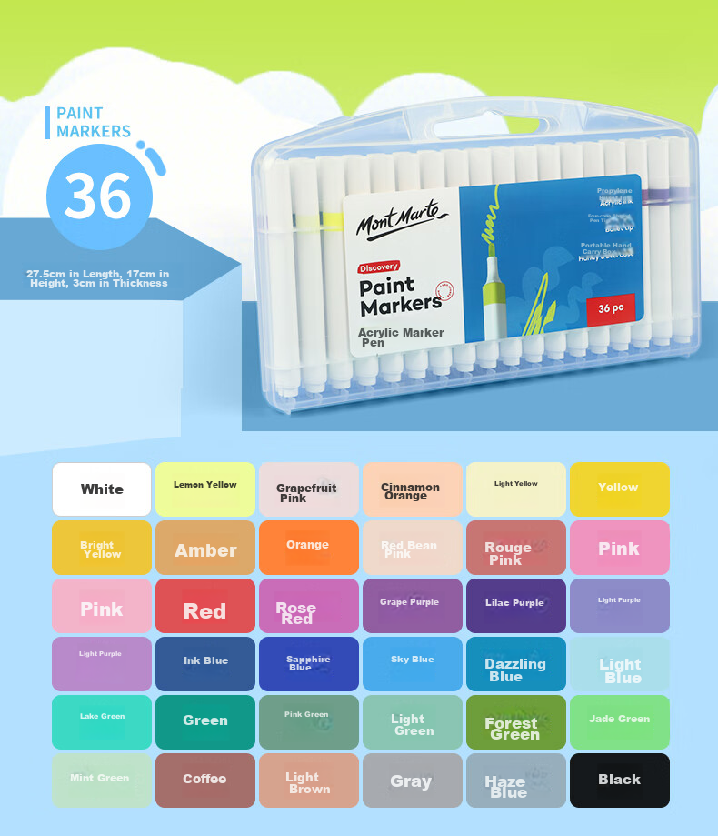 Mont Marte Direct Liquid Acrylic Markers, Stackable Box, Waterproof, Children's Hand-Drawn Graffiti DIY Painting Shoes, Acrylic Paint Coloring Set, Watercolor Pens, 24 Colors of Acrylic Markers 14