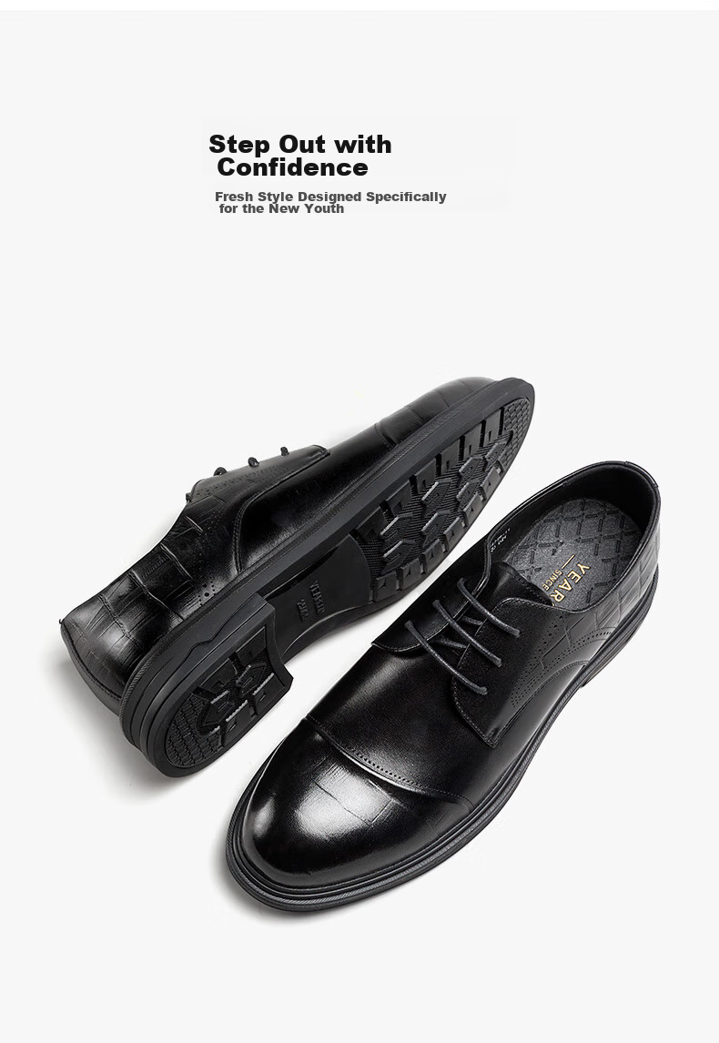 Yierkang Men's Leather Shoes, Business Formal Dress Shoes, British Style Loafers, Groom Wedding Shoes, 54277W Black Size 44 4