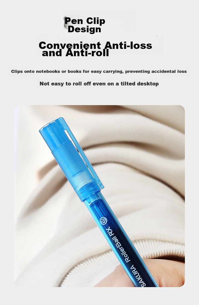 SAKURA Rollerball Pen, 0.5mm Needle Tip, Signature Pen for Students' Exams And Office Use, Direct Liquid Ink, Blue Color 8