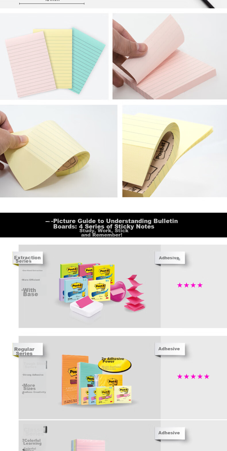 3M Sticky Notes, Memo Pads/Note Paper/Memo Pads/Notepad/Notebook, Office Supplies, School Stationery, Classic Series 660, Yellow Lined Notepad 6