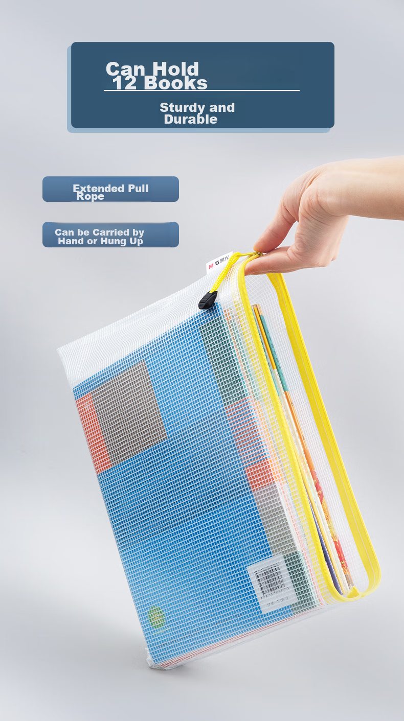 M&G Stationery B5 Grid Zipper Pouch, PVC Document Bag, Affordable Student Exam Paper Storage, File Organizer Pouch, 10-Pack ADMN4283 12