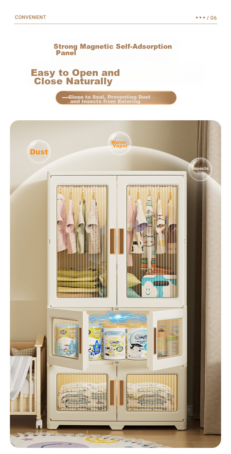Jiekou, No-Installation Children's Wardrobe, Clothes Storage Cabinet, Foldable Simple Cabinet for Babies And Infants, Storage Cabinet 8
