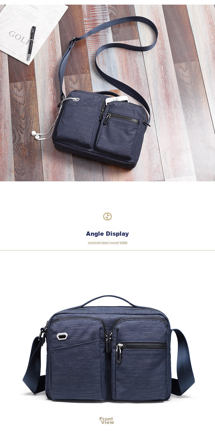 GOLF Nylon Shoulder Bag, Large Capacity Messenger Bag for Men, Multifunctional Crossbody Bag, Model 5I396466J, Blue-Gray Color 16