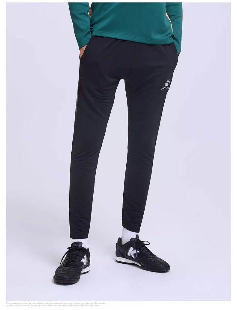KELME Men's Soccer Tapered Pants, Slim-Fit Knitted Elastic Training Trousers, Breathable Running Sports Pants, Black, XL 12