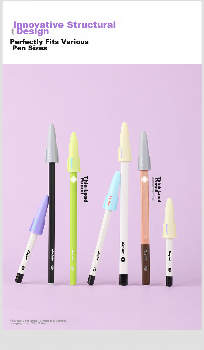 Kasimir Pencil Cap, Transparent Protective Cover, Elementary School Students, Kindergarten Beginners, Children's Pencil Cap, Hole Pen, Thick And Thin Barrel, Large Triangle Pencil Cap 3
