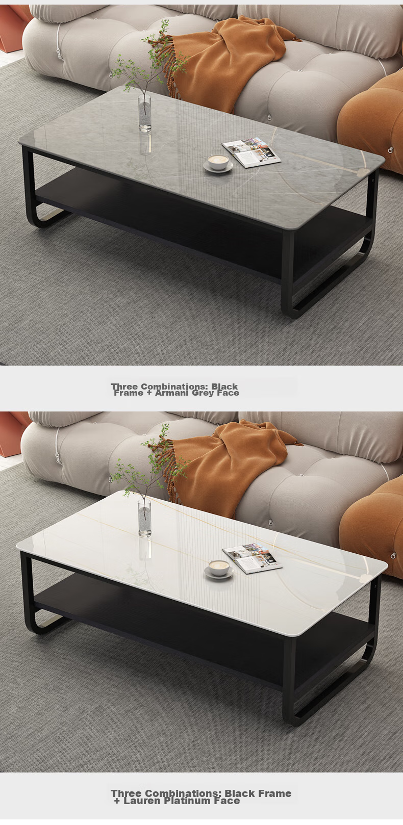Fanshe Coffee Table, Simple Design, Tempered Glass Double-Layer Storage Coffee Table, Side Table for Small Apartments, Living Room Thickened Legs, Small Table 11