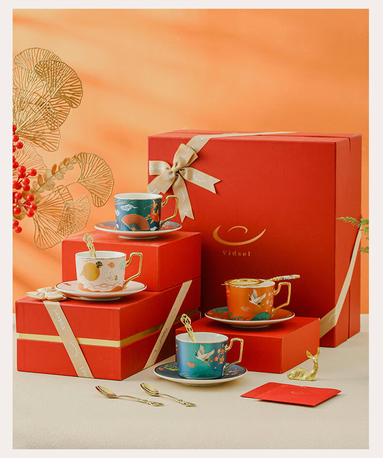 Vidsel Premium Coffee Cup Gift Set, Wedding Present, Luxurious Couple Cups, Housewarming Gift 10