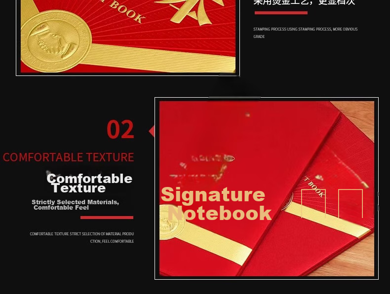 Tianshun A4 High-Quality Signing Ceremony Notebook, Red with Gold Foil, Thickened Leather Cover, Double-Sided Document Folder, Contract Book for Business Activities And Cooperation Agreements, Signing Book A402 5