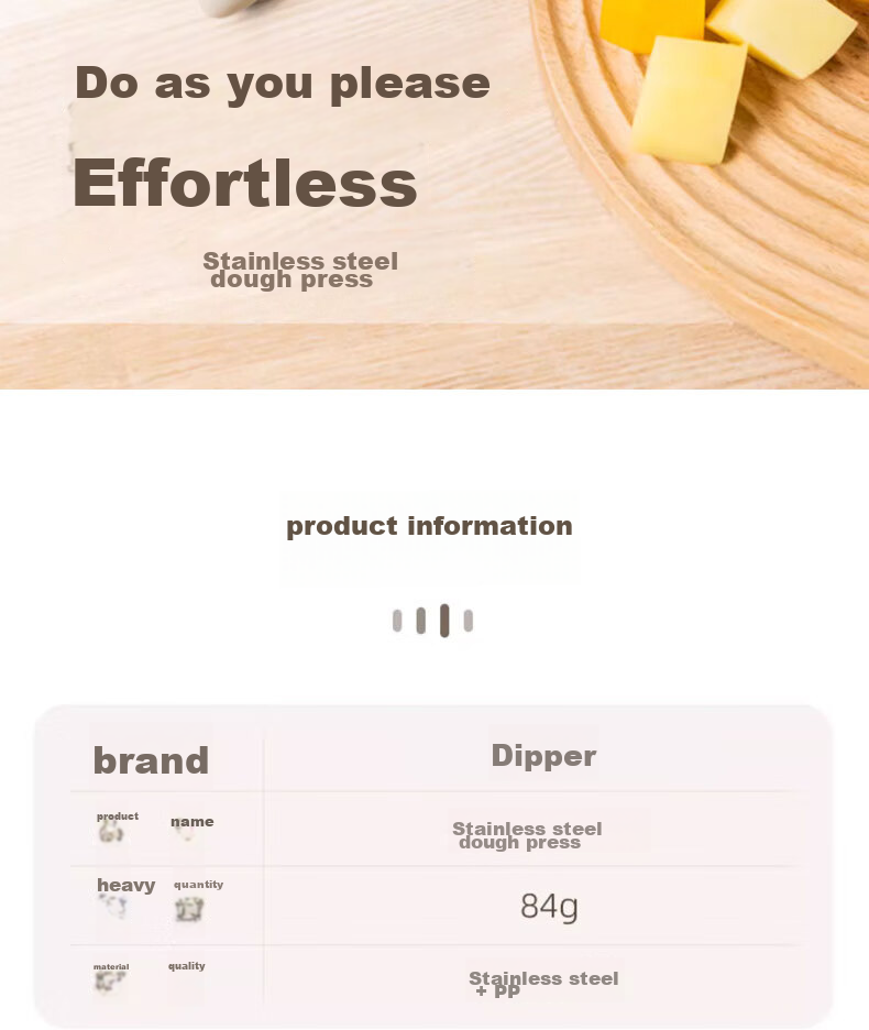 Dipuer 304 Potato Masher, Household Stainless Steel Food Press, Baby Food Supplement Tool, Food Crusher 2