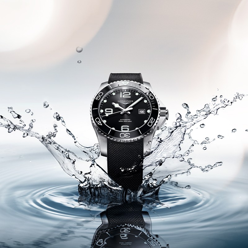 LONGINES Swiss Watch, Conquest Diving Series Men's Rubber Strap Mechanical Watch L37824569