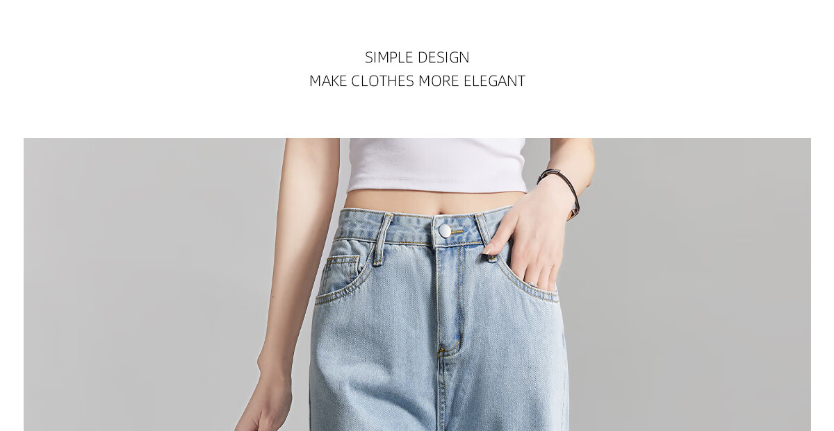 PinCai Women's Solid Color High Waist Loose Casual Wide Leg Jeans Straight Leg Fashion All-Match Trousers P13KN1438 22