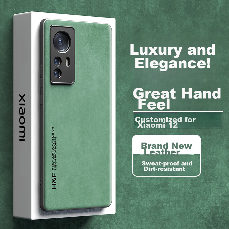 HotFire Phone Case Compatible with Xiaomi 12 And Xiaomi 12S/12x, Upgraded Skin-Like Lambskin Matte Lens Full Protection Silicone Case for Men And Women - Dark Night Gree