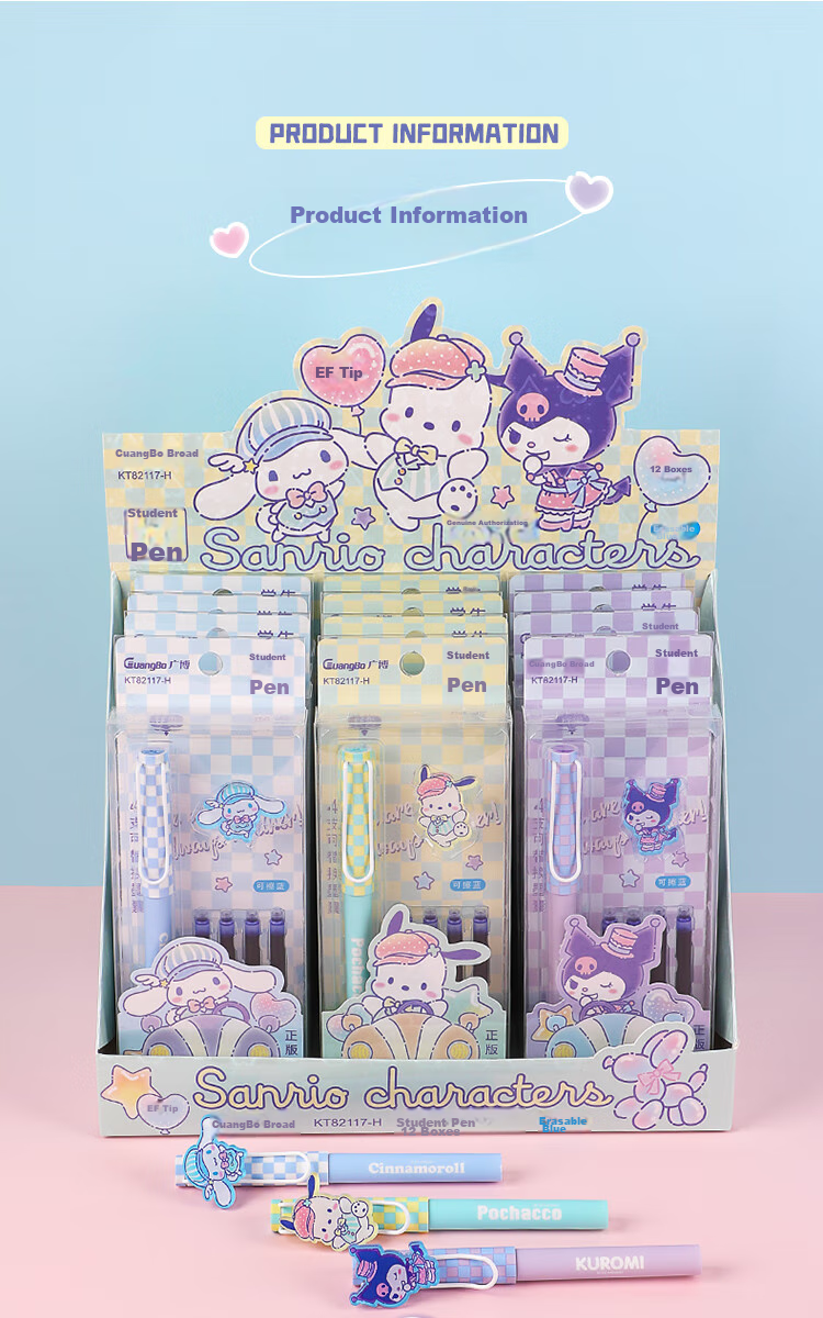 GuangBo Thermal Erasable Fountain Pen, Sanrio Collaboration Little Clown Fish Elementary School Student Handwriting Practice Posture-Correcting Ink Pen F Nib [Blue Packaging], Back-To Stationery KT82151-H 9