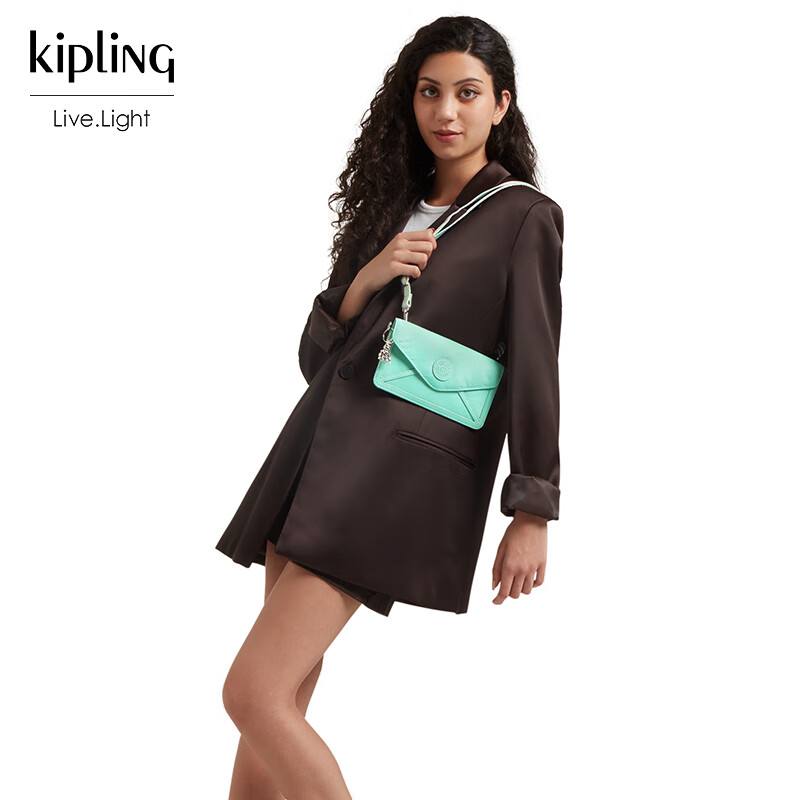 Kipling Travel Fashion Lightweight Shoulder Bag PAKA LELIO, Black Leather Patchwork, Birthday Gift, Holiday Present