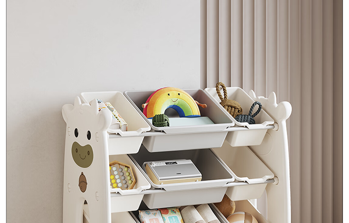 Babyviva Children's Toy Storage Rack, Large Capacity, Baby Supplies, Home Floor-Standing Bedroom Organizer, Four-Tier Thickened Set 3