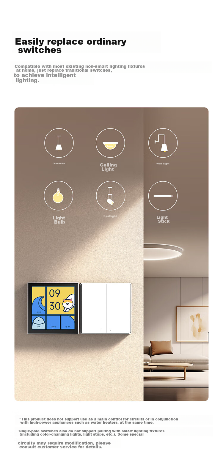Aqara Smart Switch D1 Double Key for Neutral Wire, Integrated with Mijia APP/iPhone HomeKit, Remote Control Switch, White 6