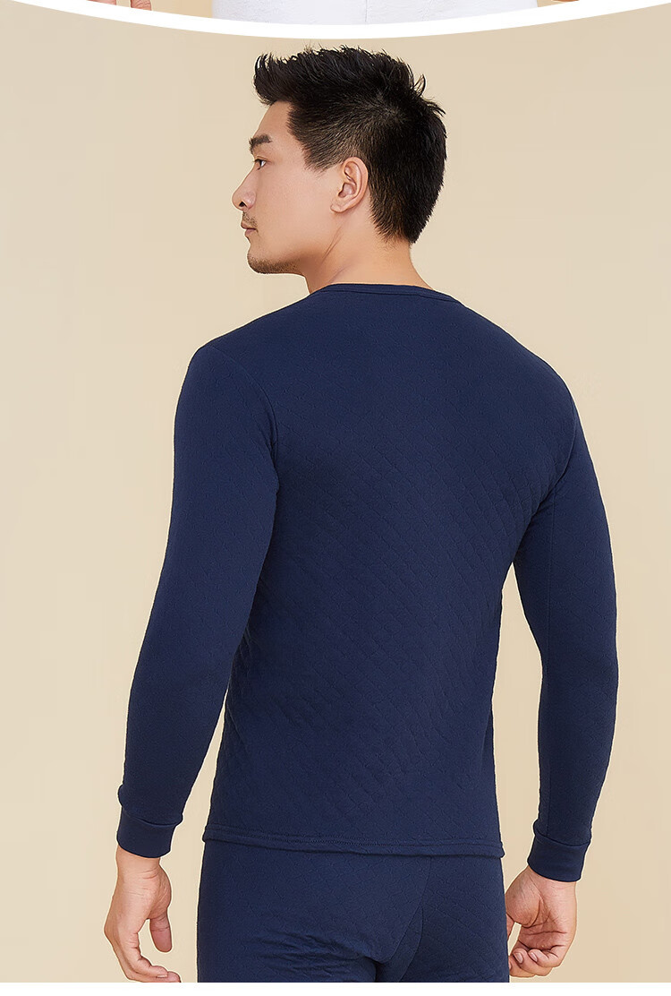 Yiershuang [Triple-Layer Thickened 100% Pure Cotton] Men's Thermal Underwear, All-Cotton Autumn Top, Round Neck Undershirt, Cotton Sweater for Fall And Winter 20