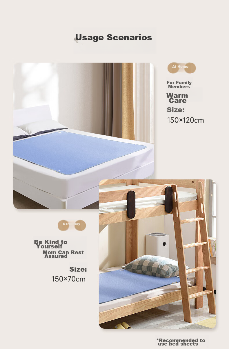 Qindao [High Temperature Cut-Off, Safe And Non-Flammable] Single-Person Double-Person Safety Mechanical Electric Heating Blanket Mattress Pad 1.5*1.2m 7