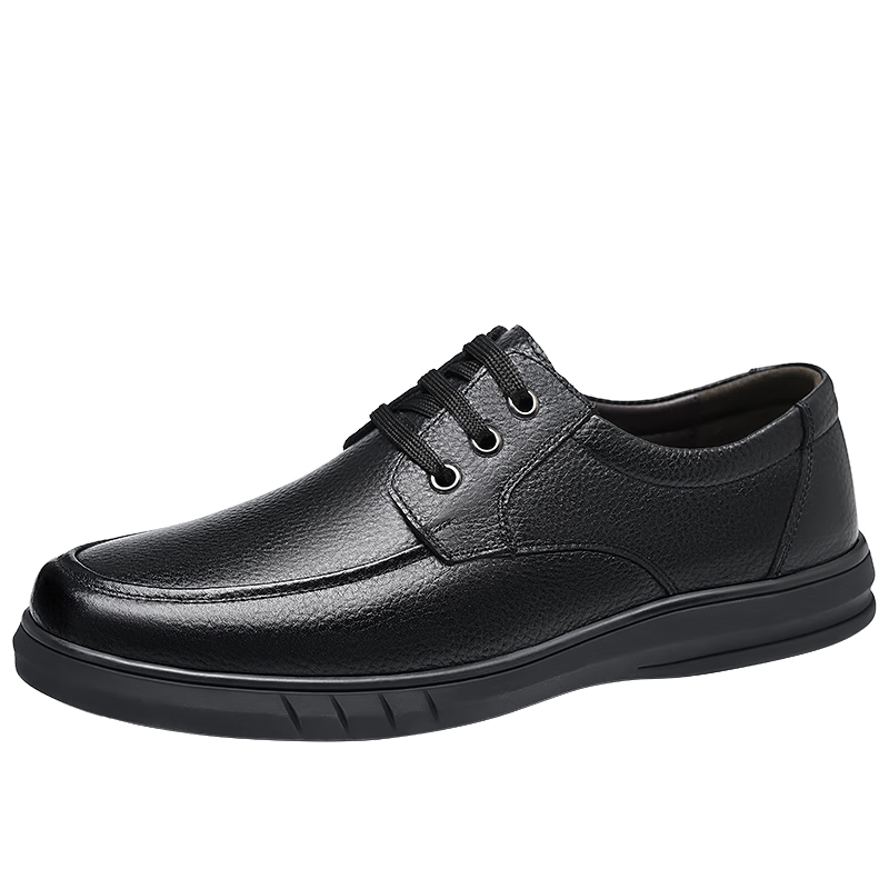 EGCHI Men's Leather Shoes, Business Casual Formal Shoes, Wear-Resistant Low-Top Breathable Shoes for Men, J6627 Lace-Up Style, Size 40