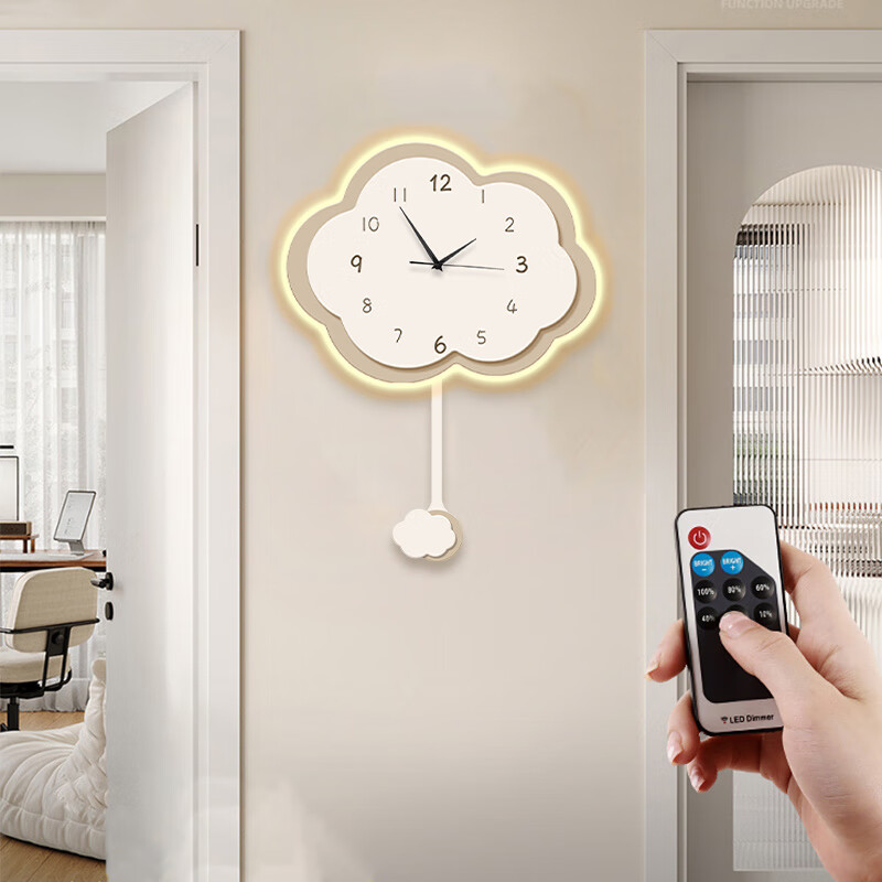 Mao Jiu Jiang Minimalist Cream Style No-Drill Living Room Clock Wall Art 2025 New Silent Creative Wall Clock Decorative Light Painting