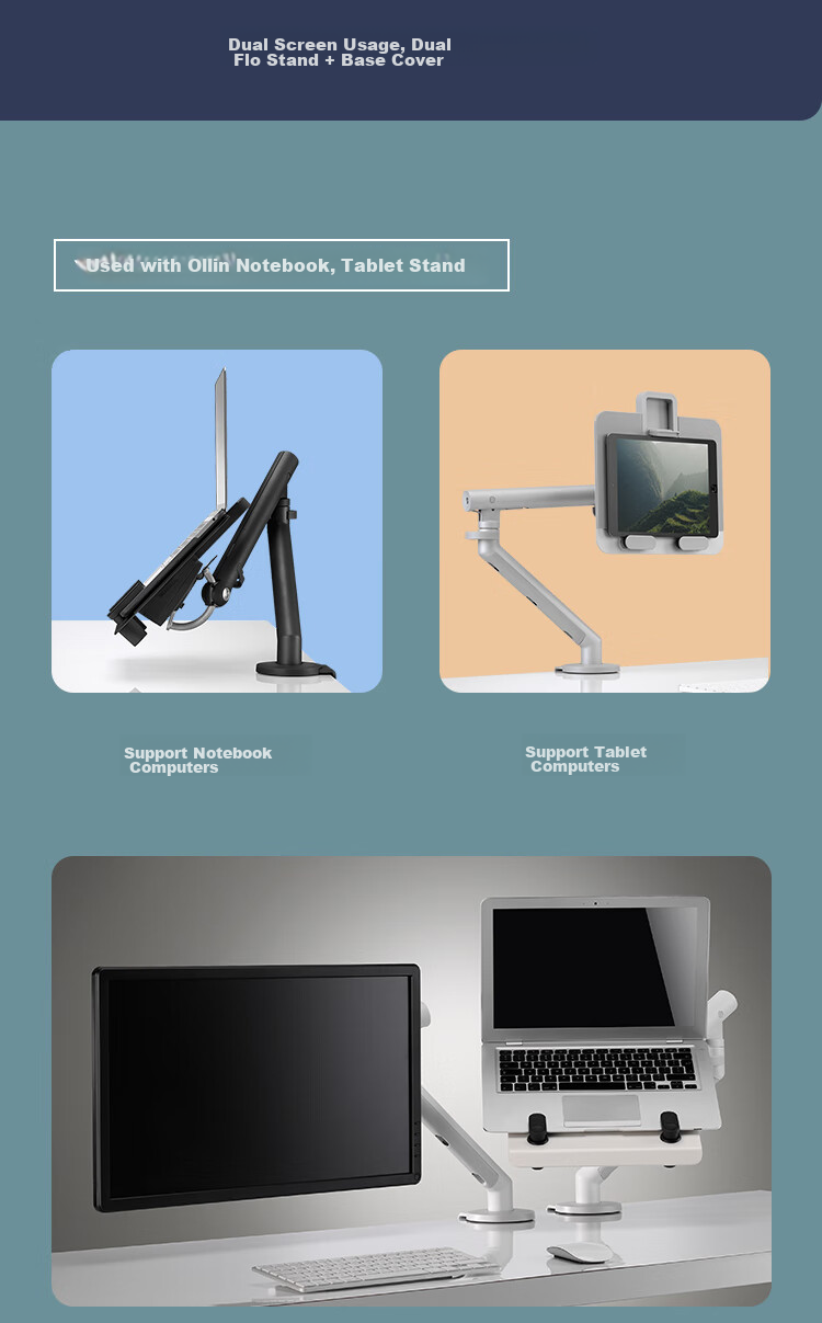 HERMAN MILLER CBS & Jingxuan Flo Monitor Stand, Computer Stand, Rotating Computer Stand, Desktop Adjustable Arm Support, Black 8