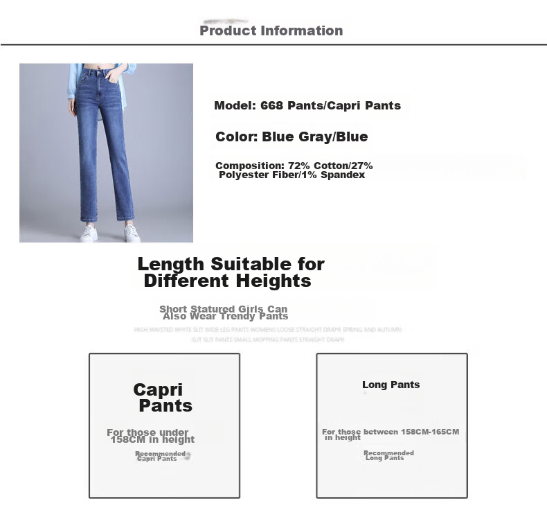 Pierre Cardin Jeans for Women, Autumn Straight-Leg High-Waist Fashionable Versatile Slimming Trousers, Blue-Gray Color, Size 27 4