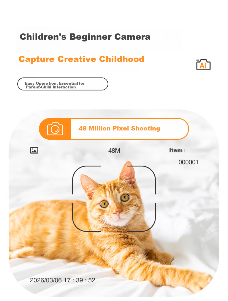 CAIZU 61 Children's Day Gift - A1 Kids Camera with Dual Front and Rear Lenses, Student Photo Recognition Early Education Learning Machine, AI Educational Dialogue Storytelling Camera 10