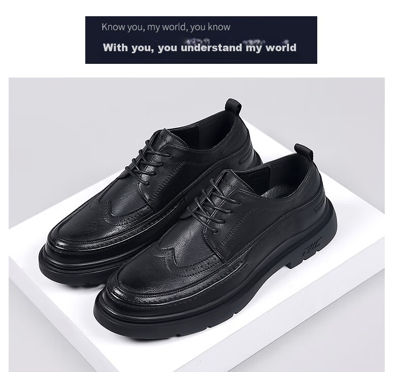 MULINSEN Men's Shoes, Business Casual Leather Shoes, British Brogue Versatile Soft-Soled Work Trendy Shoes, 7263 20