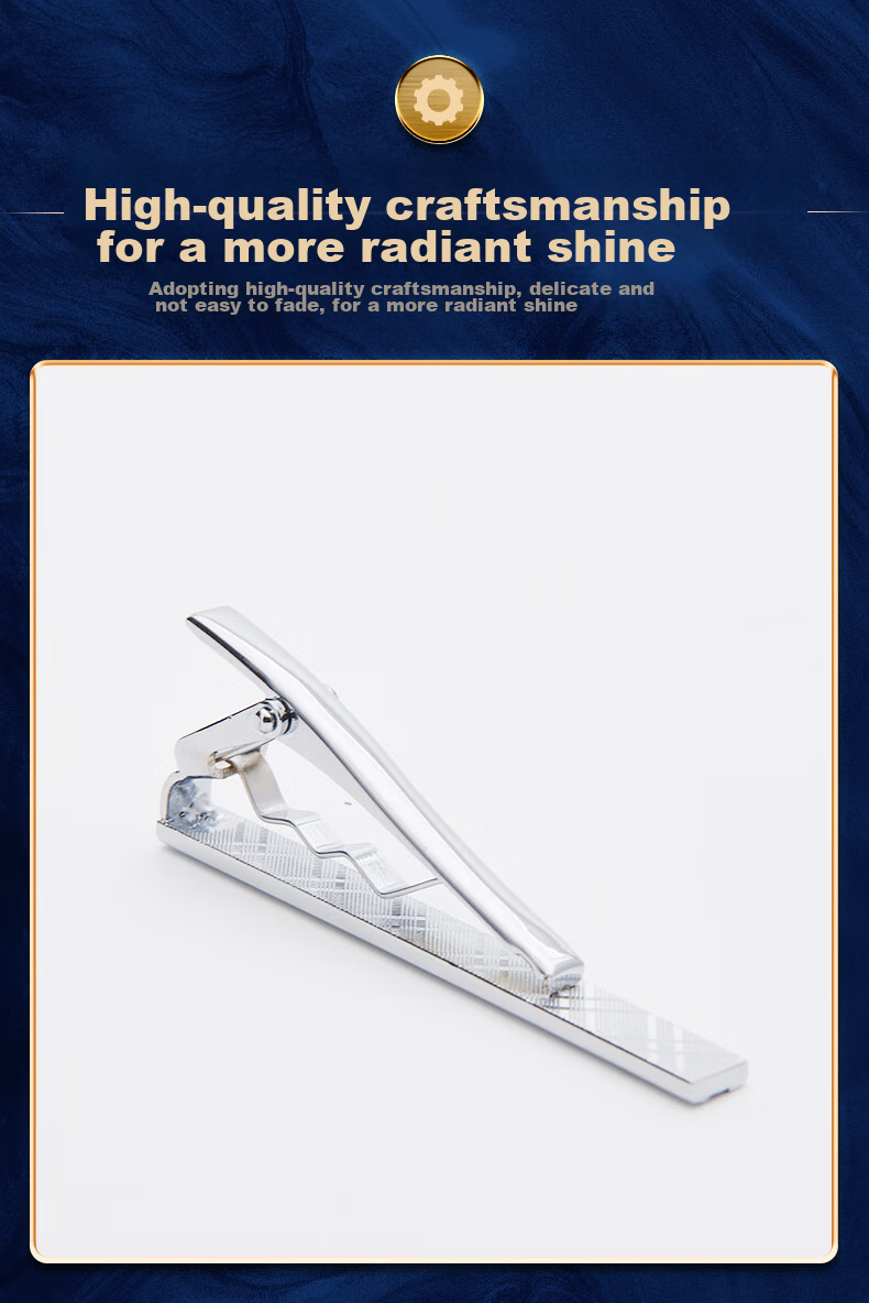 GLO-STORY Necktie Clip for Men, Formal Necktie Clip, Fashionable Minimalist Business Necktie Clip Gift Box Set MLJ934062 Silver A 2