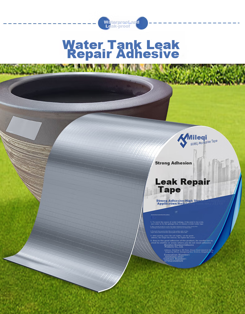 Mileqi Butyl Tape Waterproof Strong Adhesive Roof Aquarium Plastic Bucket Crack Repair Leak Sealant (Thickened Grid Aluminum) 5cm x 5m Roll 1